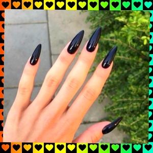 Long Almond shaped press on nails black